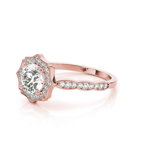 360 degree view of Ella Scalloped Diamond Halo Engagement Ring