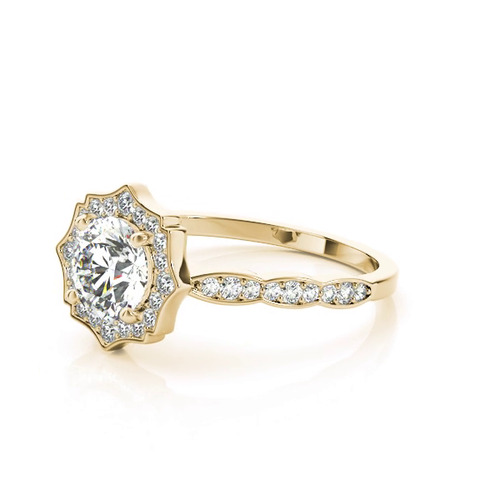 360 degree view of Ella Scalloped Diamond Halo Engagement Ring