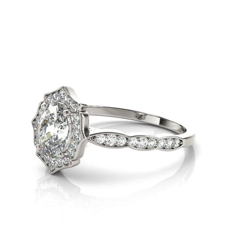 360 degree view of Hannah Scalloped Diamond Halo Engagement Ring