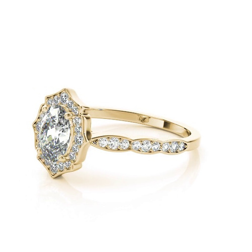 360 degree view of Hannah Scalloped Diamond Halo Engagement Ring
