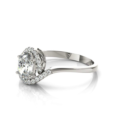 360 degree view of Caspian Oval Halo Engagement Ring