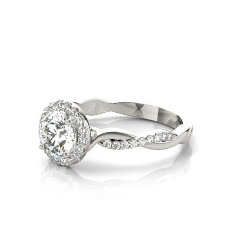 360 degree view of Charlotte Halo Engagement Ring With Diamond Twist