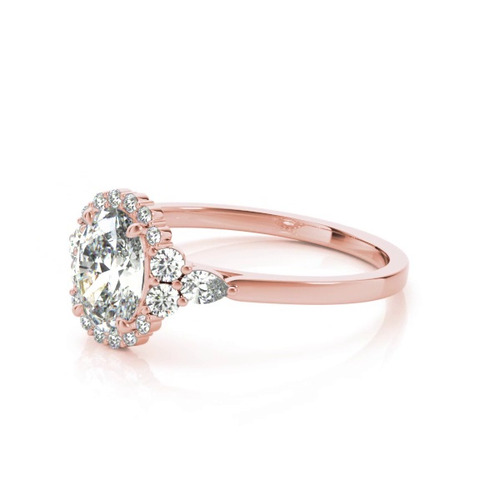 360 degree view of Isabell Halo Engagement Ring With Pear Shape Side Diamonds