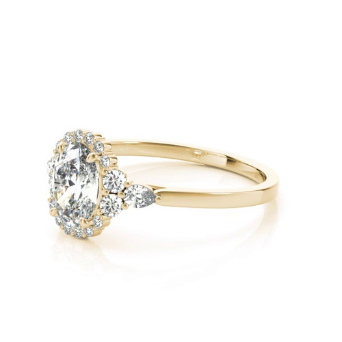 360 degree view of Isabell Halo Engagement Ring With Pear Shape Side Diamonds