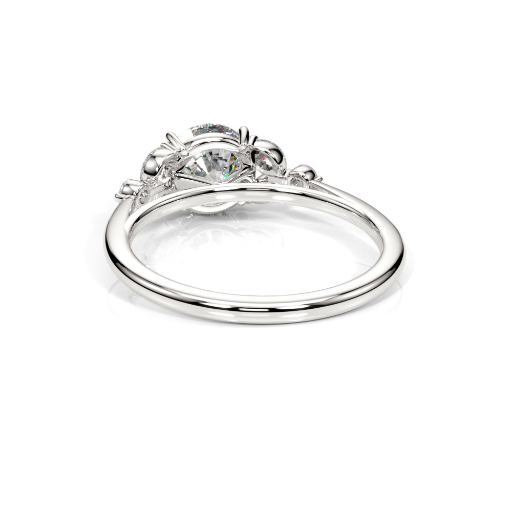 360 degree view of Olive Marquise And Round Diamond Cluster Engagement Ring
