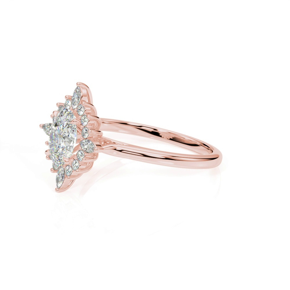360 degree view of Rose Oval Halo Engagement Ring