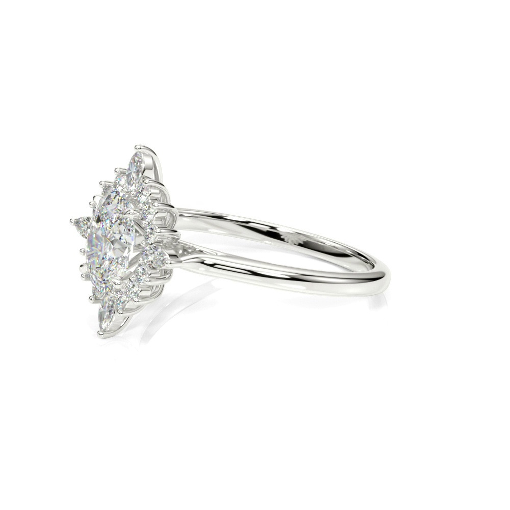 360 degree view of Rose Oval Halo Engagement Ring