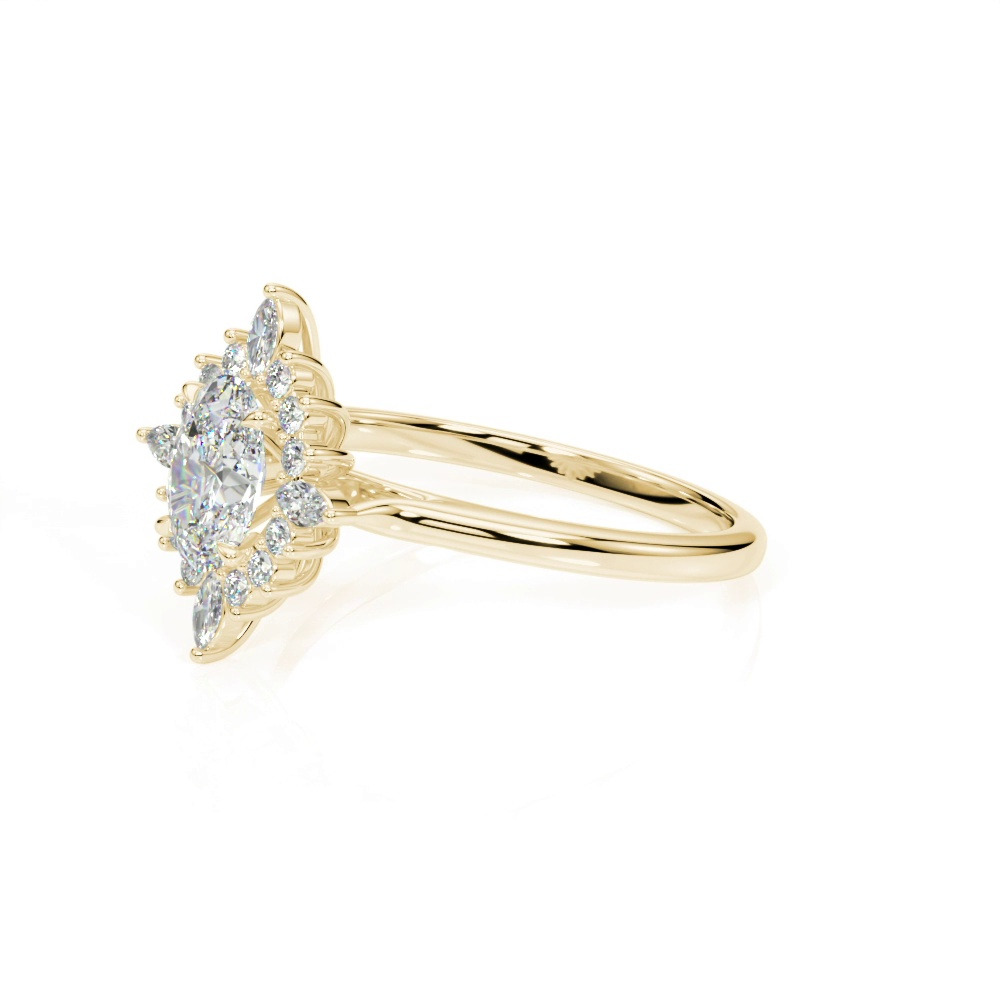 360 degree view of Rose Oval Halo Engagement Ring