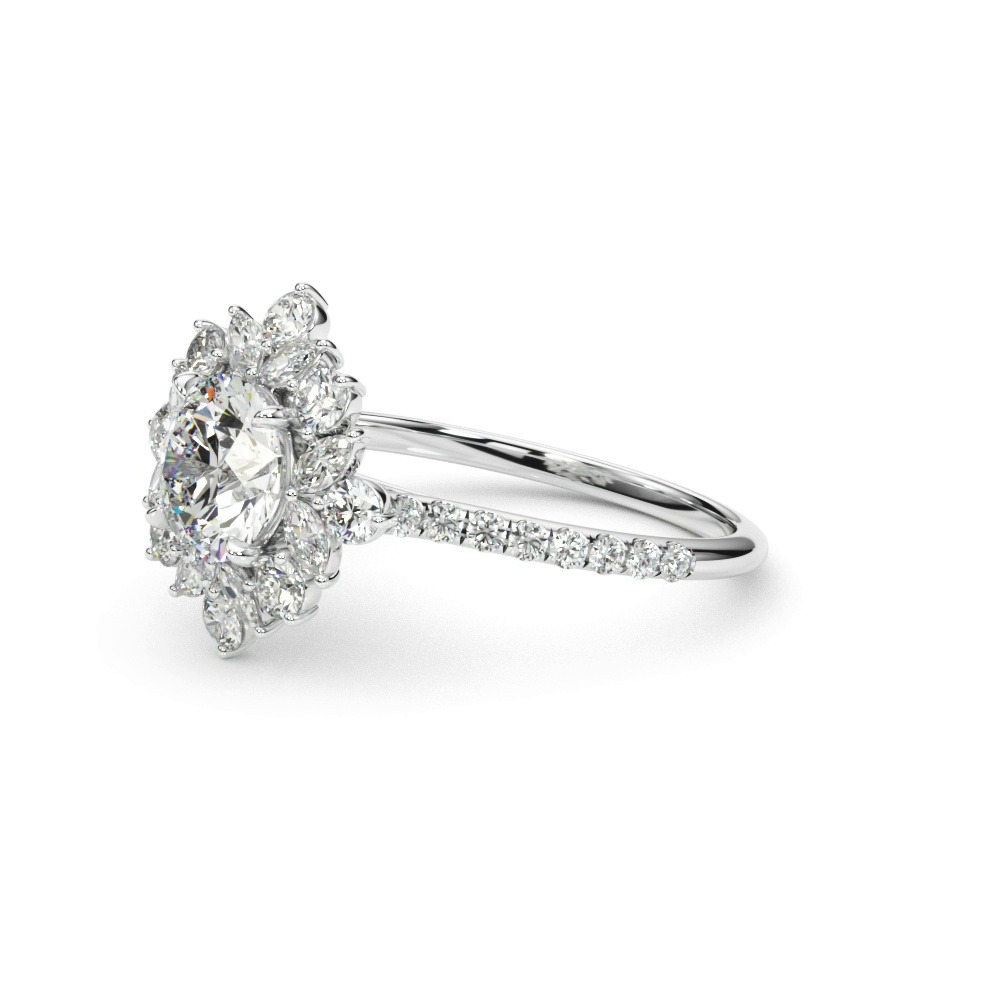 360 degree view of Carla Marquise And Round Diamond Halo Engagement Ring