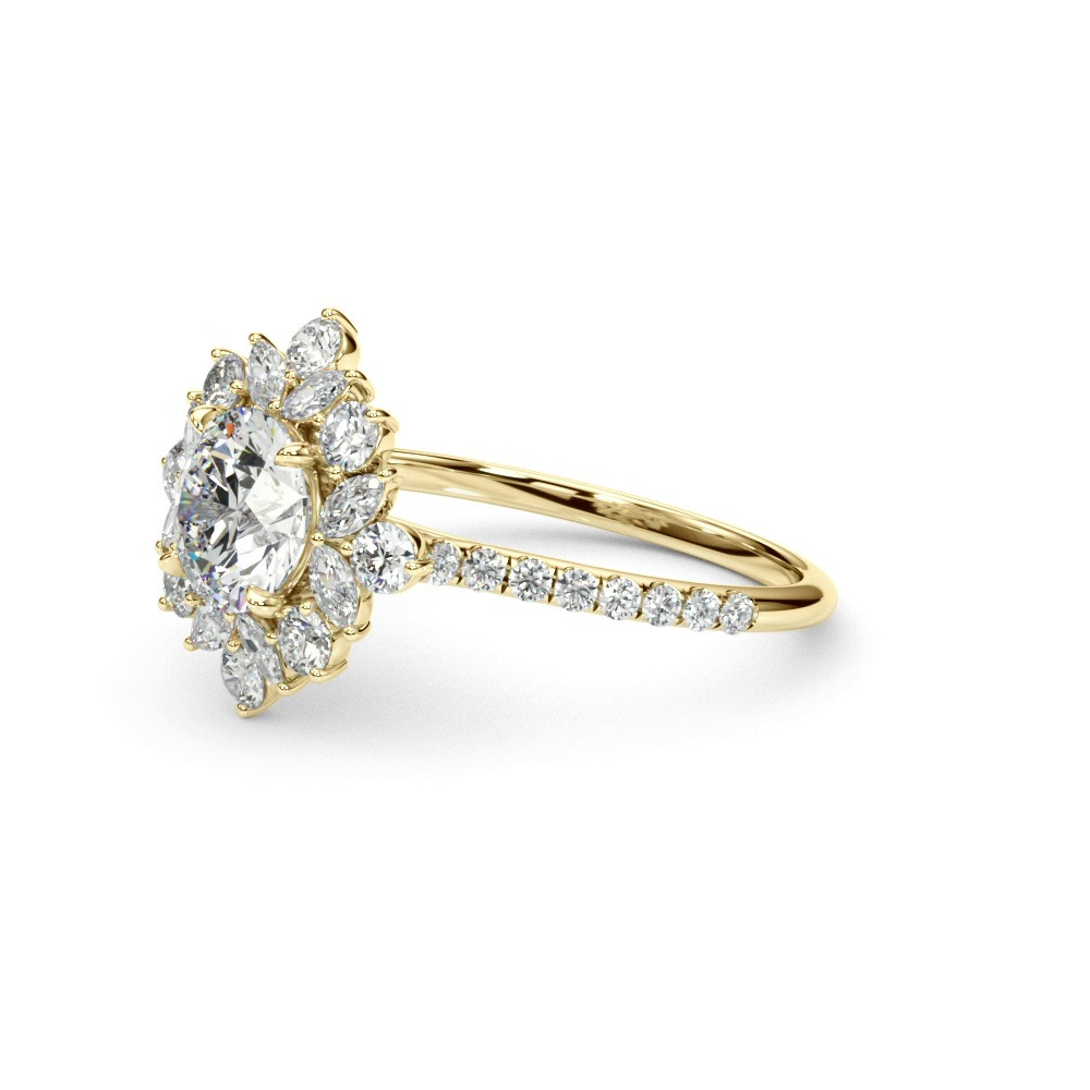 360 degree view of Carla Marquise And Round Diamond Halo Engagement Ring