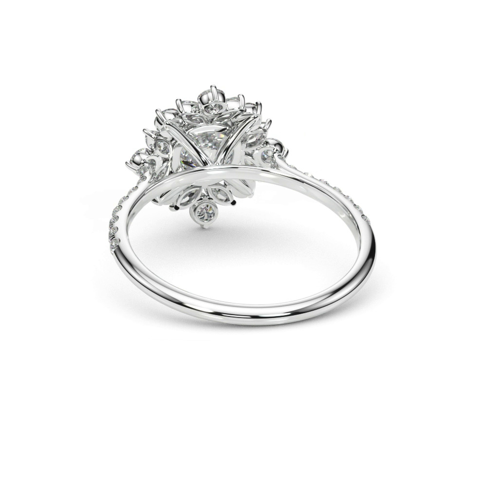 360 degree view of Carla Marquise And Round Diamond Halo Engagement Ring