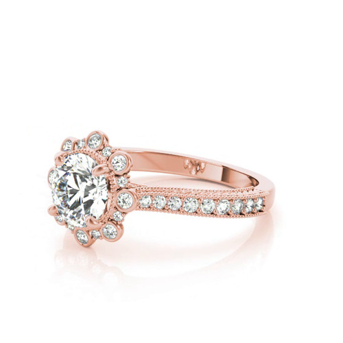 360 degree view of Elodie Vintage Inspired Halo Engagement Ring