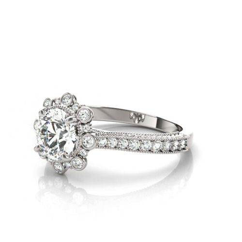 360 degree view of Elodie Vintage Inspired Halo Engagement Ring