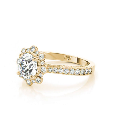 360 degree view of Elodie Vintage Inspired Halo Engagement Ring