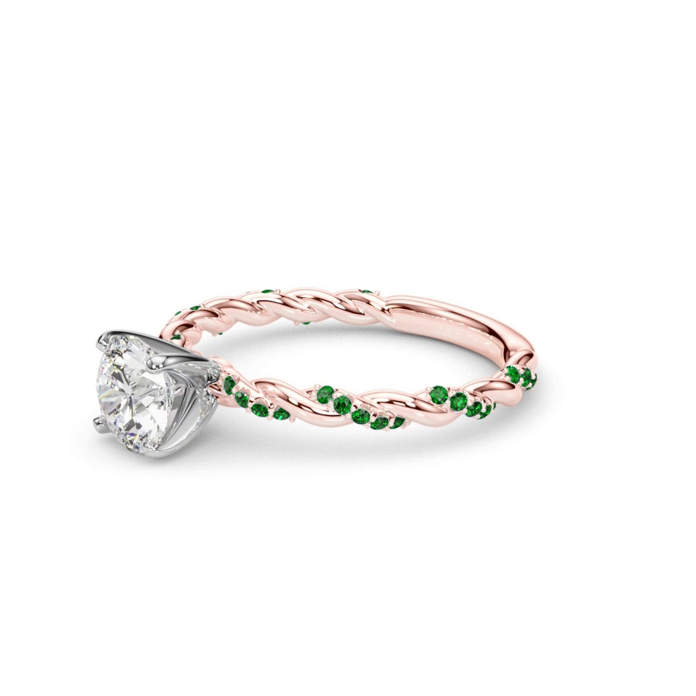 360 degree view of Freya Emerald Twist Engagement Ring