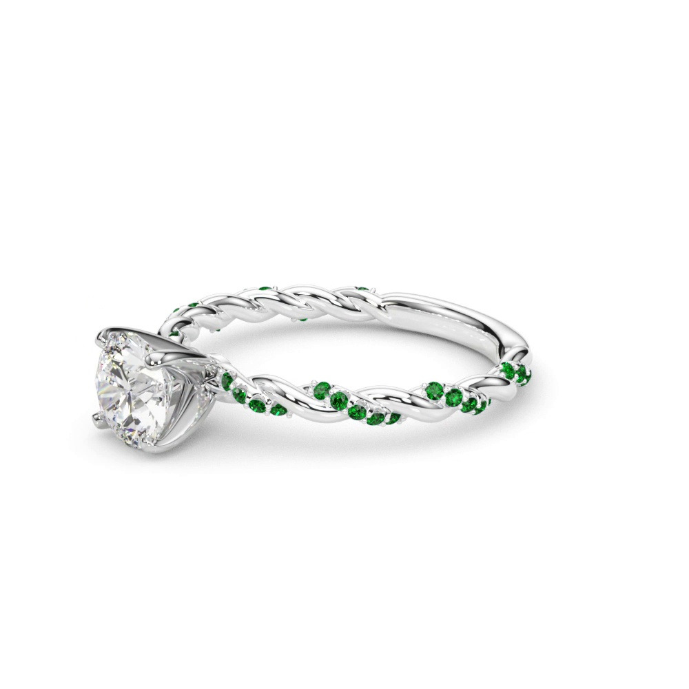 360 degree view of Freya Emerald Twist Engagement Ring