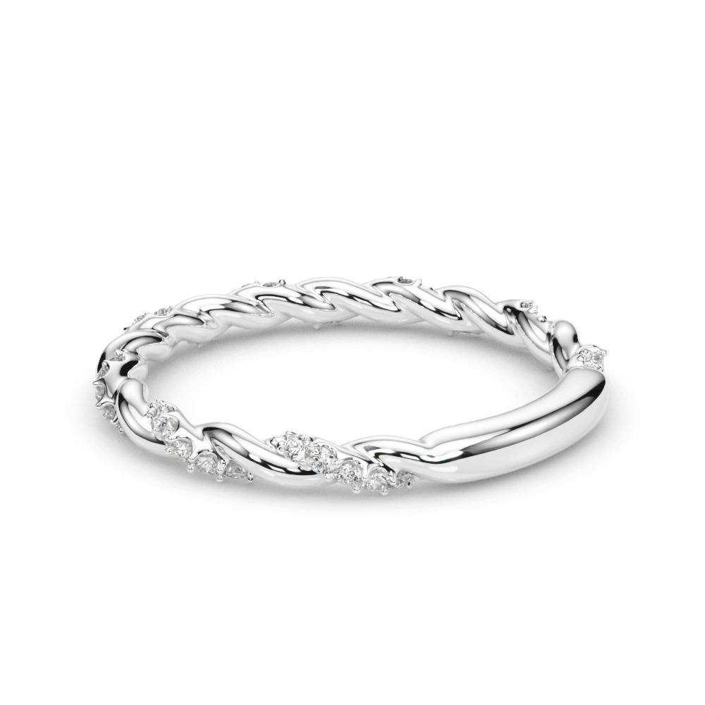 360 degree view of Freya Lab Diamond Twist Wedding Band