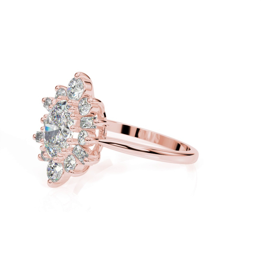 360 degree view of Sharpe Oval Halo Engagement Ring