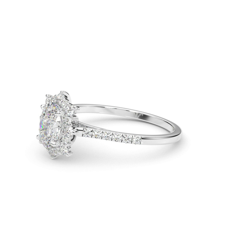 360 degree view of Starburst Halo Engagement Ring