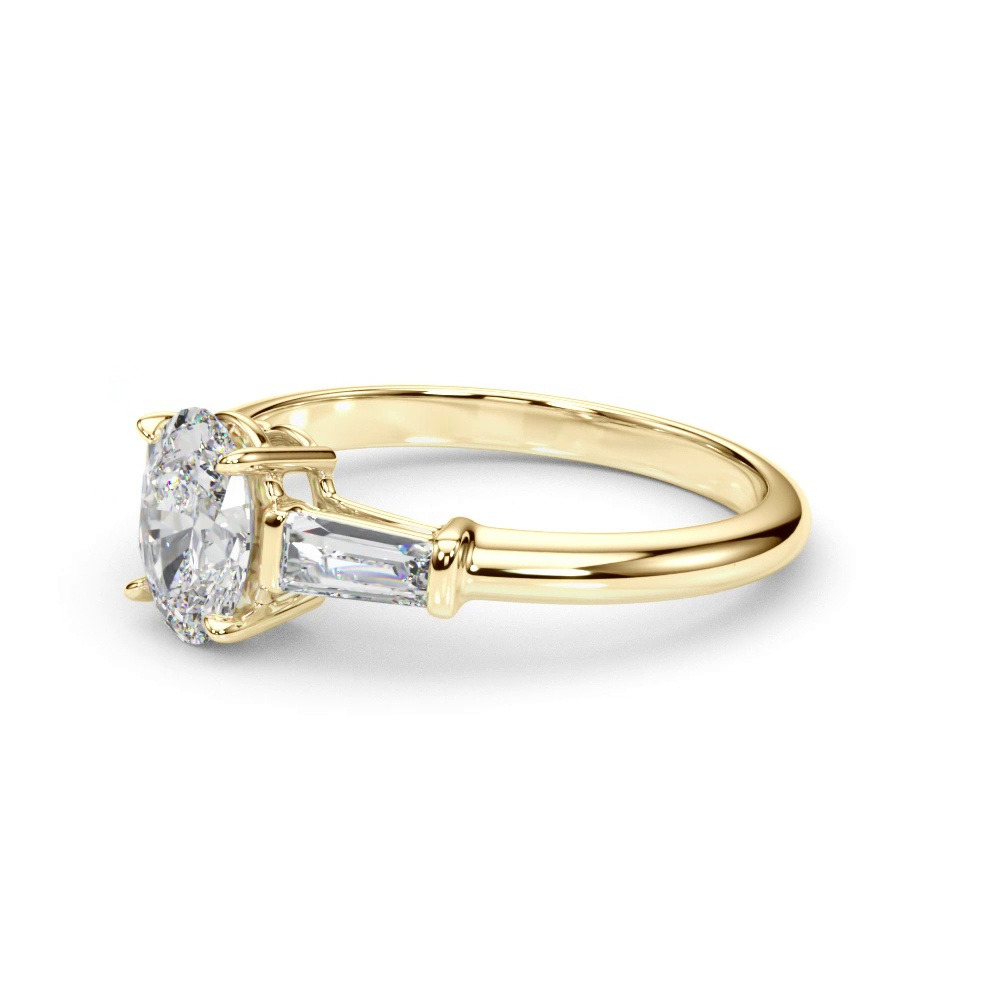 360 degree view of Brisbane Three-Stone Oval & Baguette Engagement Ring