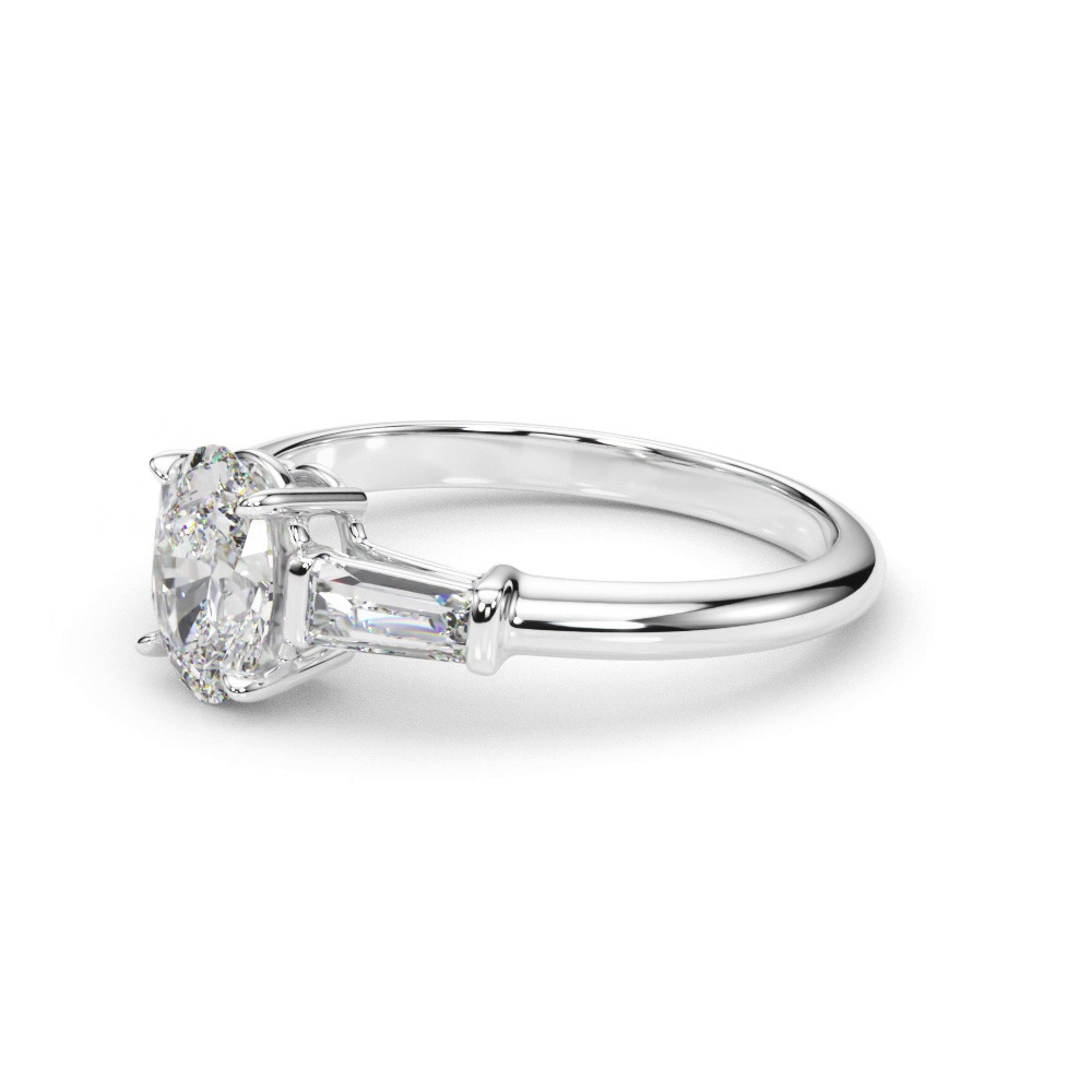 360 degree view of Brisbane Three-Stone Oval & Baguette Engagement Ring