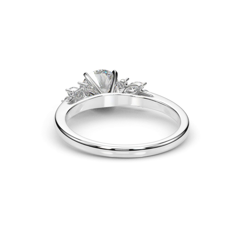 360 degree view of Starlette Marquise And Round Diamond Cluster Engagement Ring