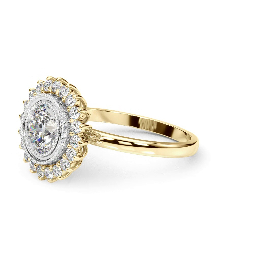 360 degree view of Fayette Vintage Inspired Halo Engagement Ring