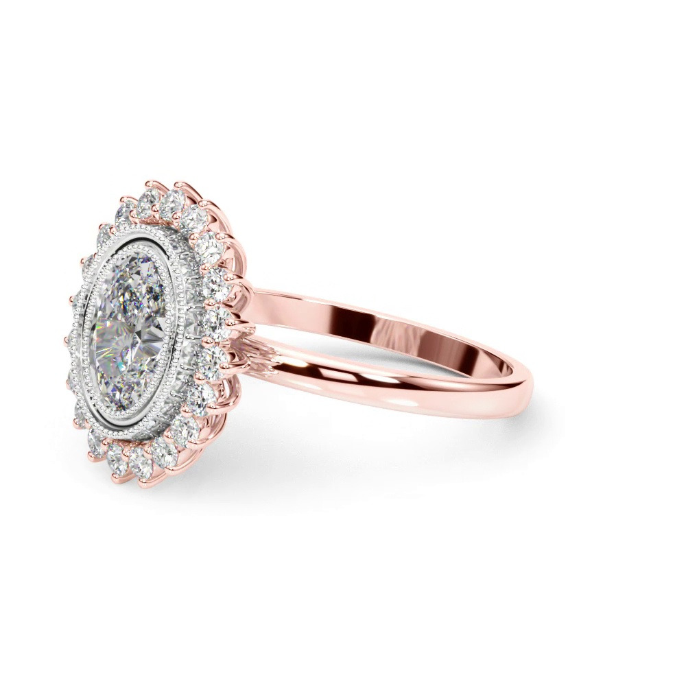 360 degree view of Aylin Vintage Inspired Oval Halo Engagement Ring