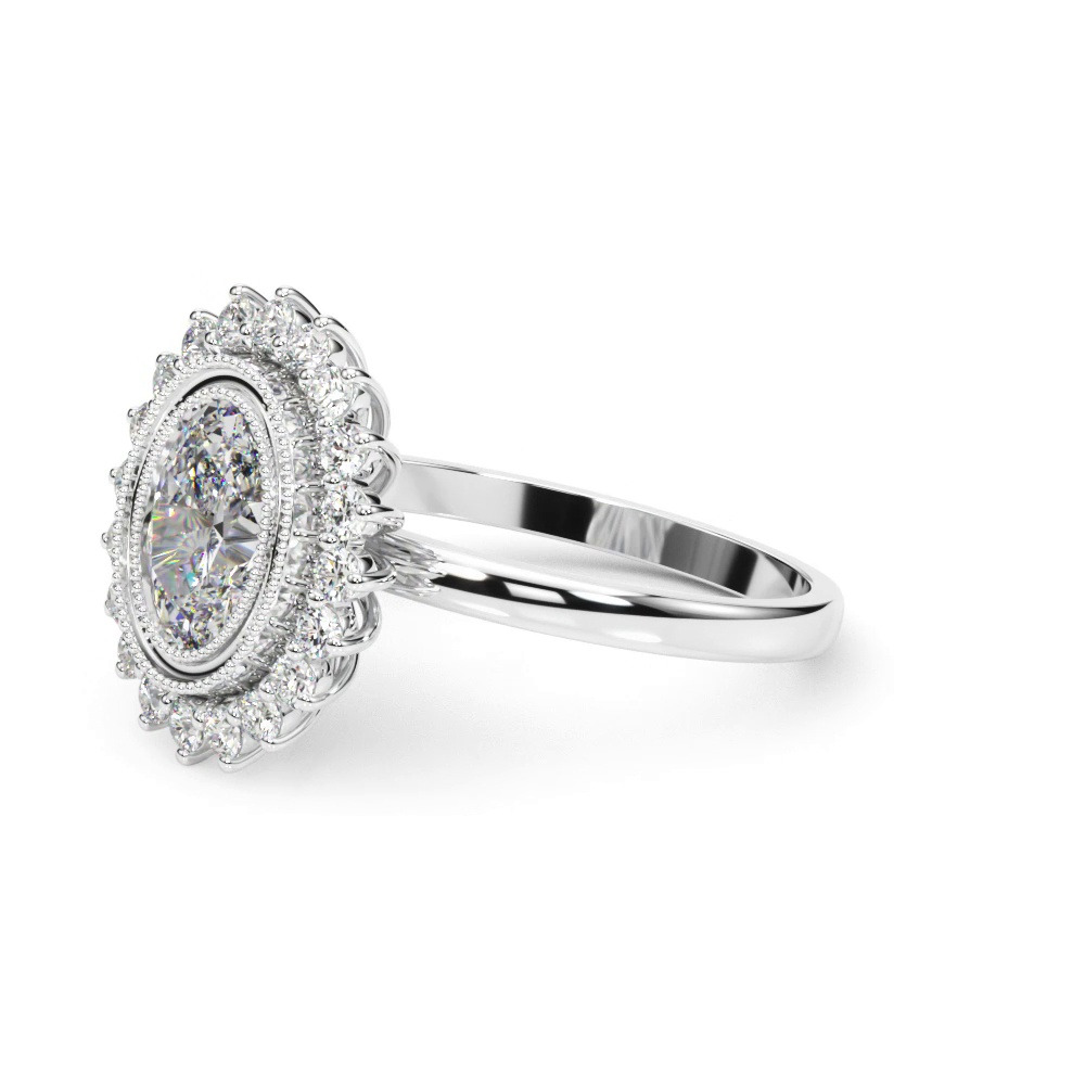 360 degree view of Aylin Vintage Inspired Oval Halo Engagement Ring