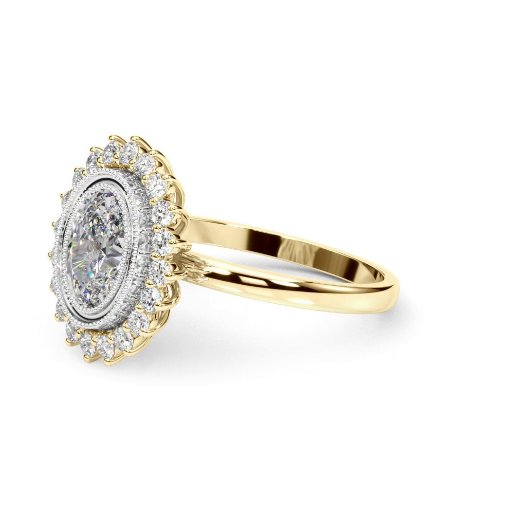 360 degree view of Aylin Vintage Inspired Oval Halo Engagement Ring