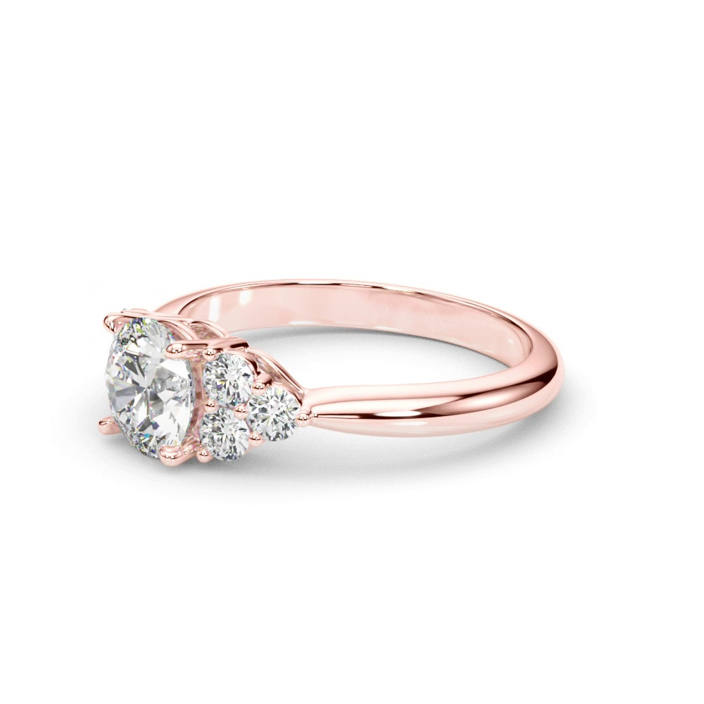 360 degree view of Edula Round Brilliant Engagement Ring With Diamond Clusters