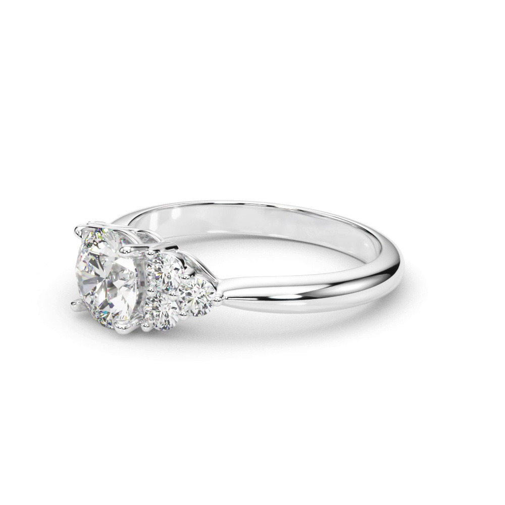 360 degree view of Edula Round Brilliant Engagement Ring With Diamond Clusters