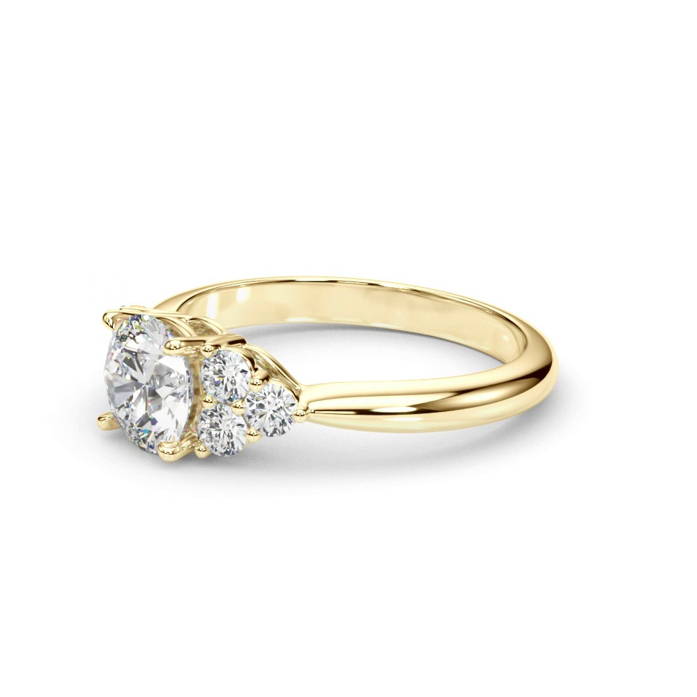 360 degree view of Edula Round Brilliant Engagement Ring With Diamond Clusters
