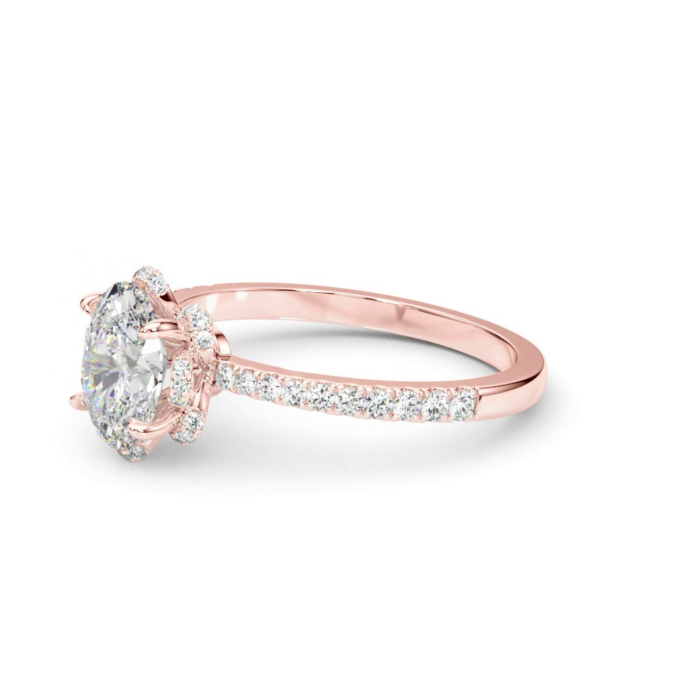 360 degree view of Mele Oval Diamond Pave Engagement Ring With Tulip Setting