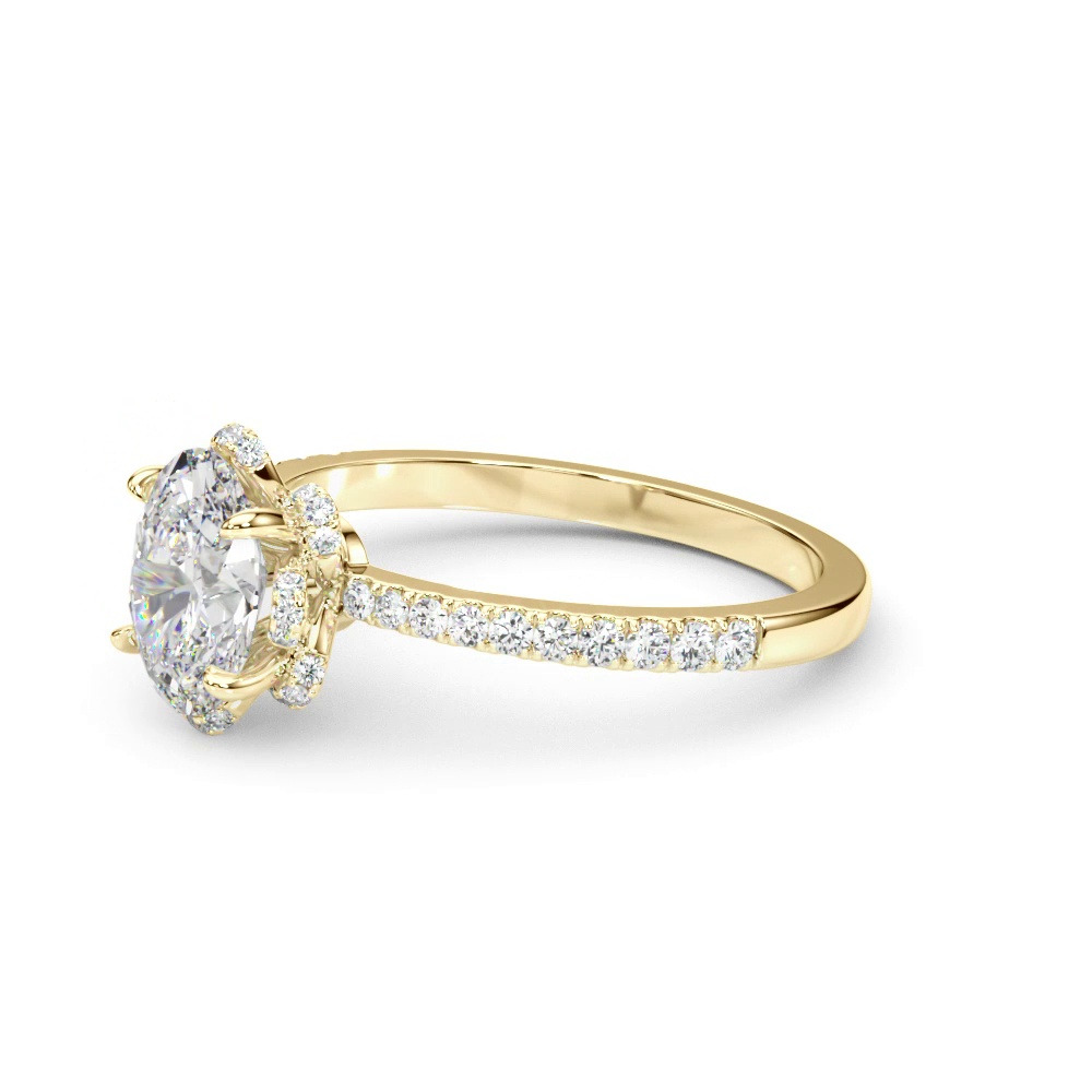 360 degree view of Mele Oval Diamond Pave Engagement Ring With Tulip Setting