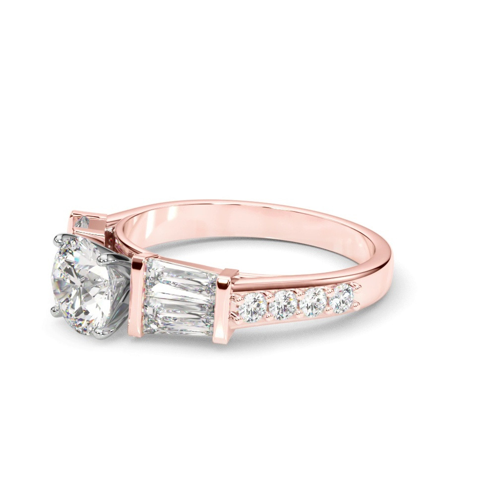 360 degree view of Diamoria Baguette And Pave Diamond Engagement Ring