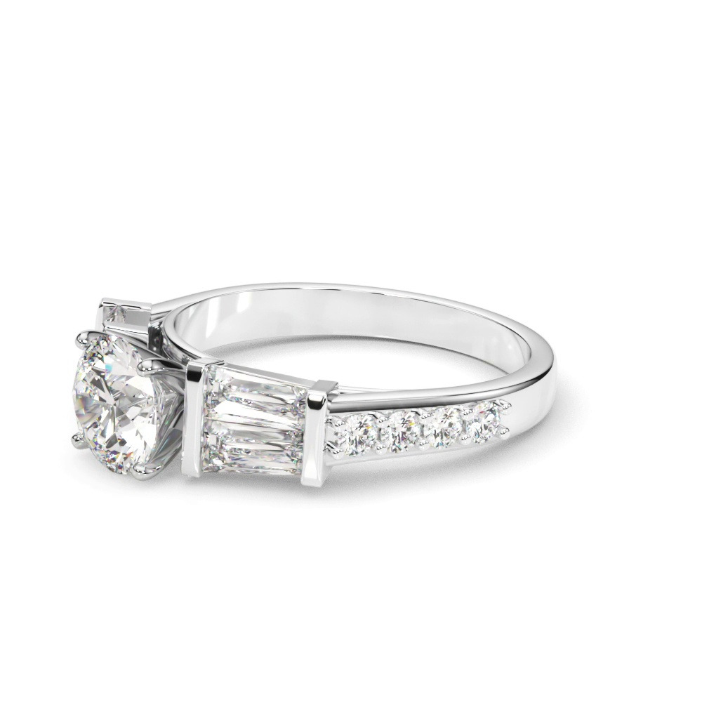 360 degree view of Diamoria Baguette And Pave Diamond Engagement Ring