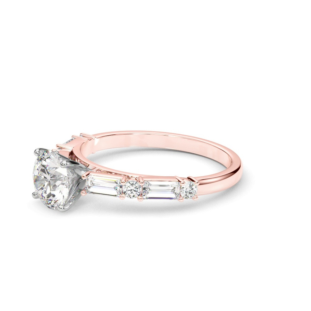 360 degree view of Amberine Baguette And Round Diamond Engagement Ring