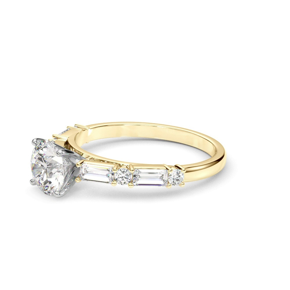 360 degree view of Amberine Baguette And Round Diamond Engagement Ring