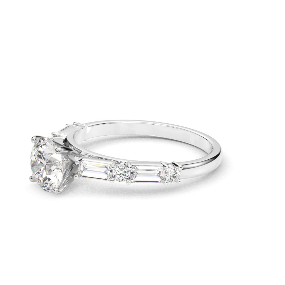 360 degree view of Amberine Baguette And Round Diamond Engagement Ring