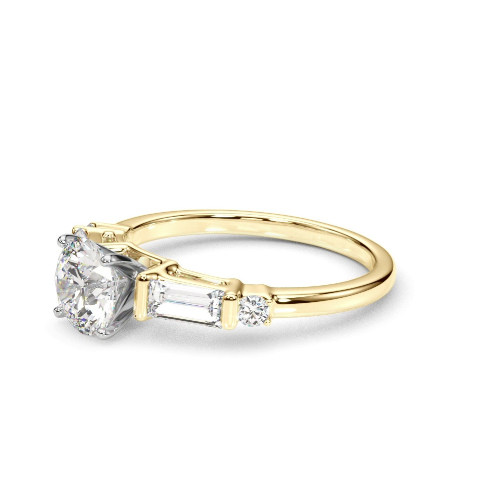 360 degree view of Ioliten Baguette And Round Diamond Engagement Ring