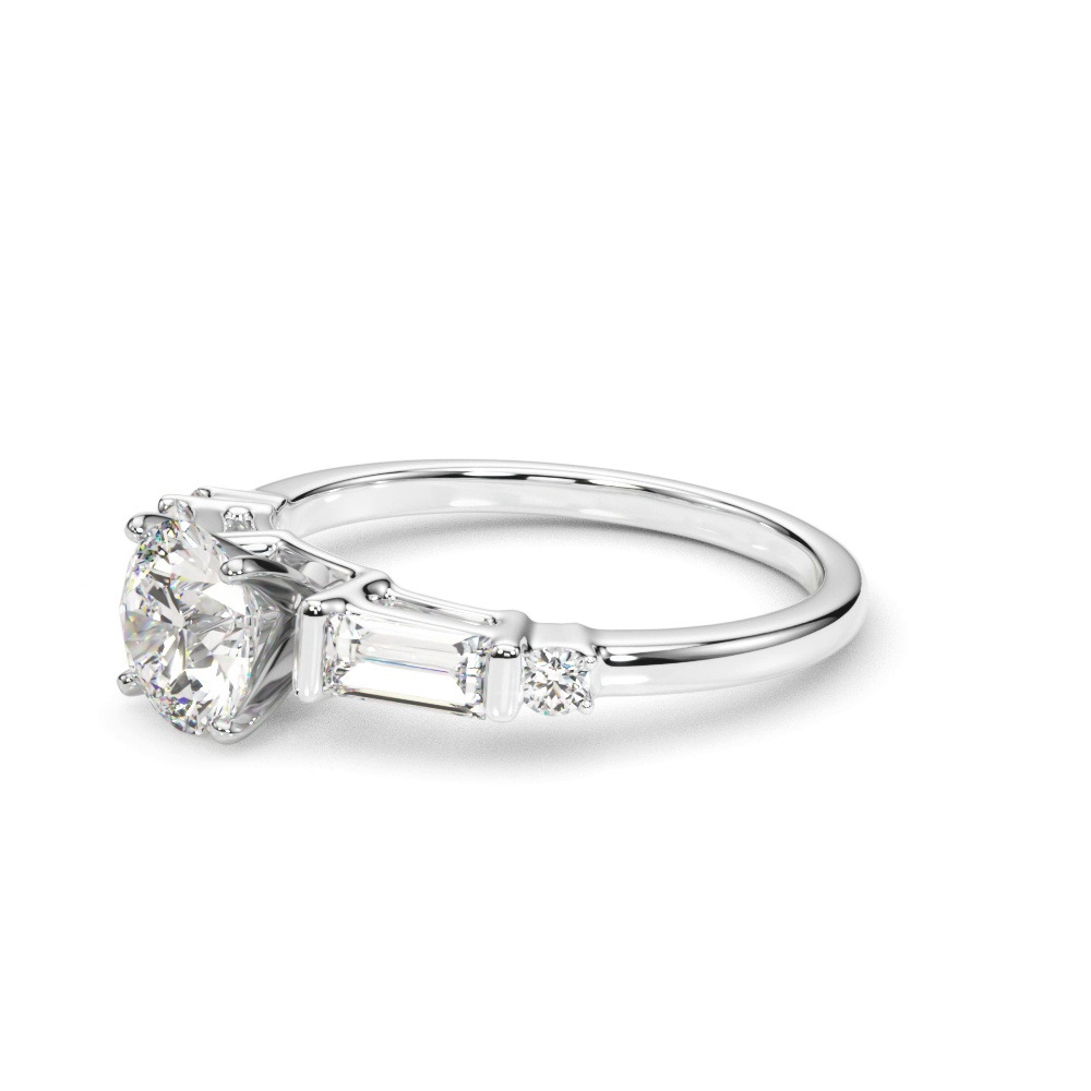 360 degree view of Ioliten Baguette And Round Diamond Engagement Ring