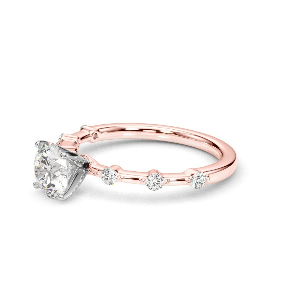 360 degree view of Gemaris Prong Set Diamond Station Engagement Ring