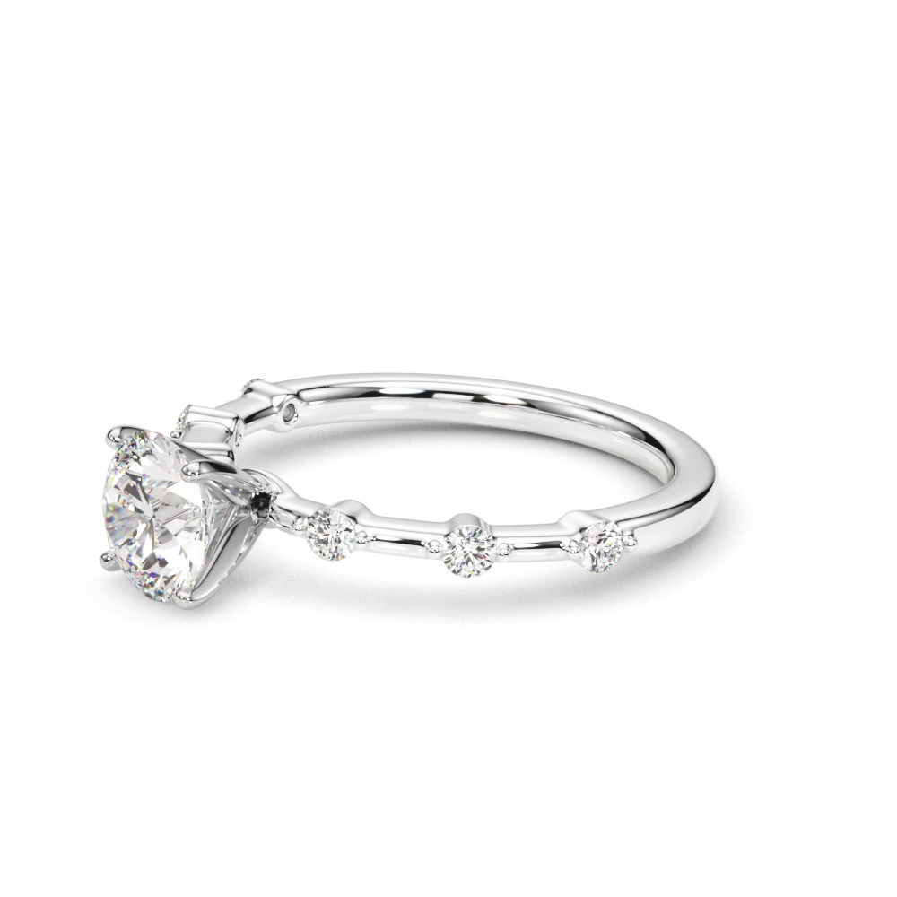 360 degree view of Gemaris Prong Set Diamond Station Engagement Ring
