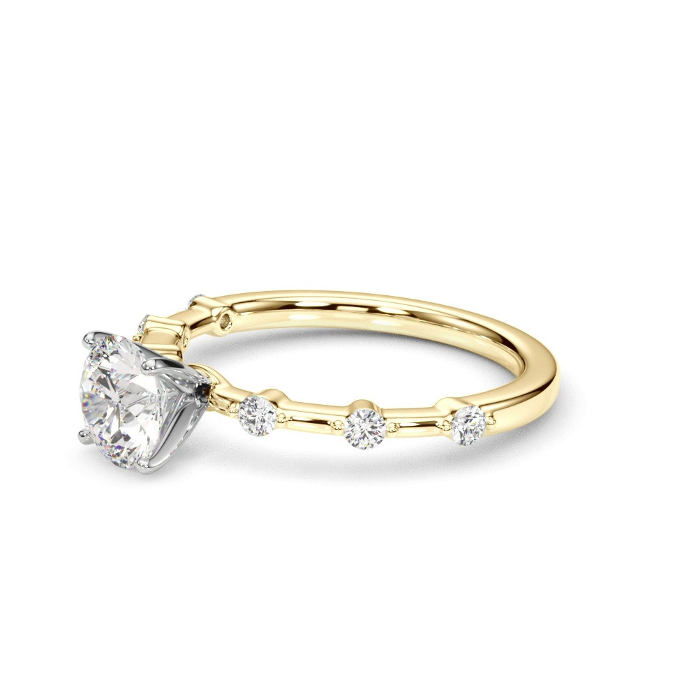 360 degree view of Gemaris Prong Set Diamond Station Engagement Ring