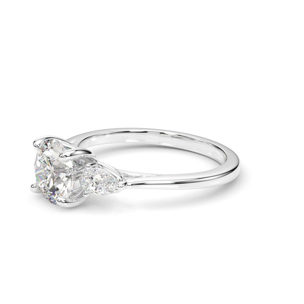 360 degree view of Daphne Pear Three-Stone Diamond Engagement Ring