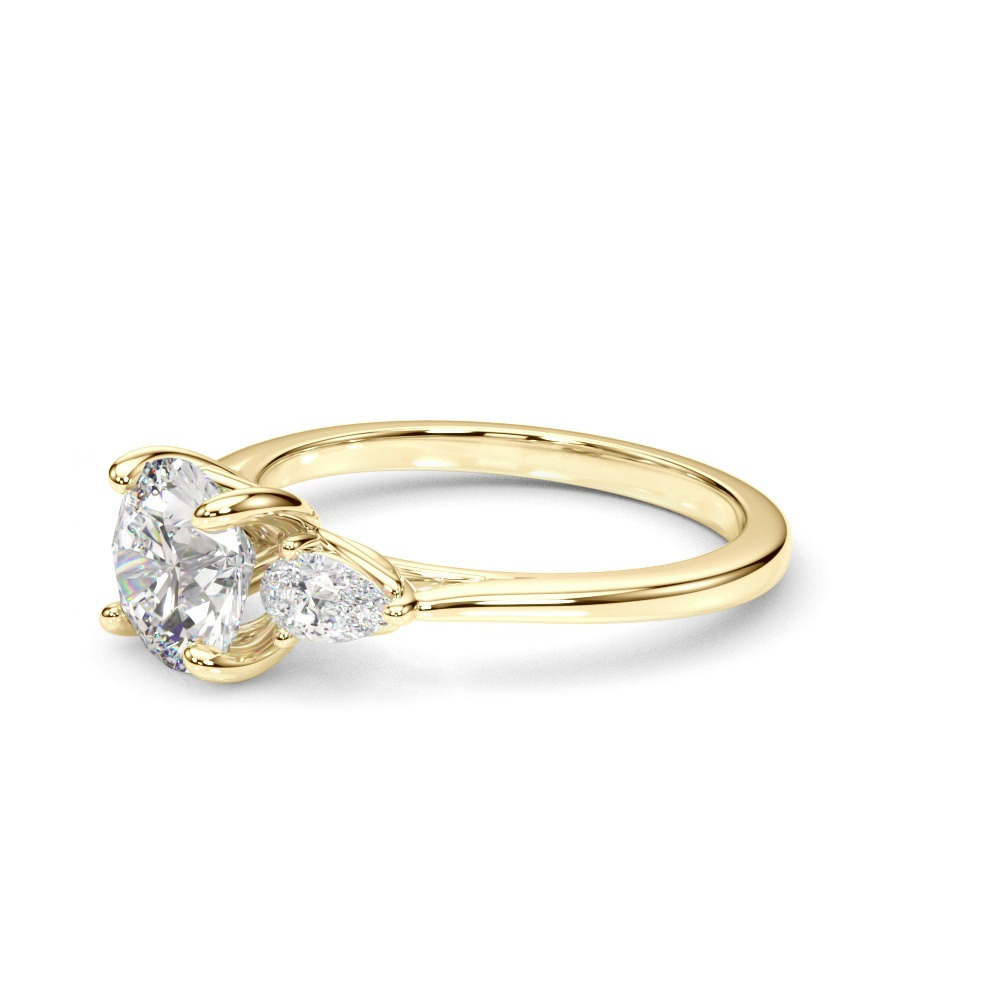 360 degree view of Daphne Pear Three-Stone Diamond Engagement Ring