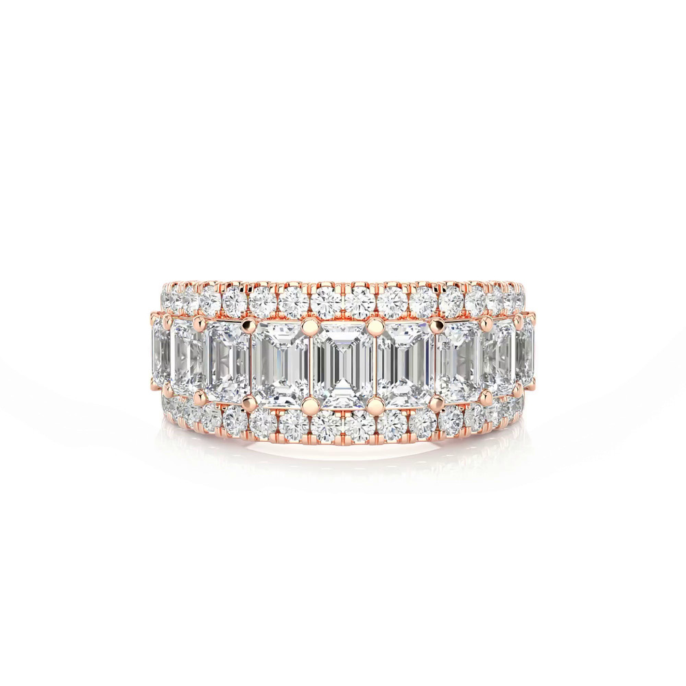 360 degree view of Vivant Emerald-Cut Trio Lab Diamond Band