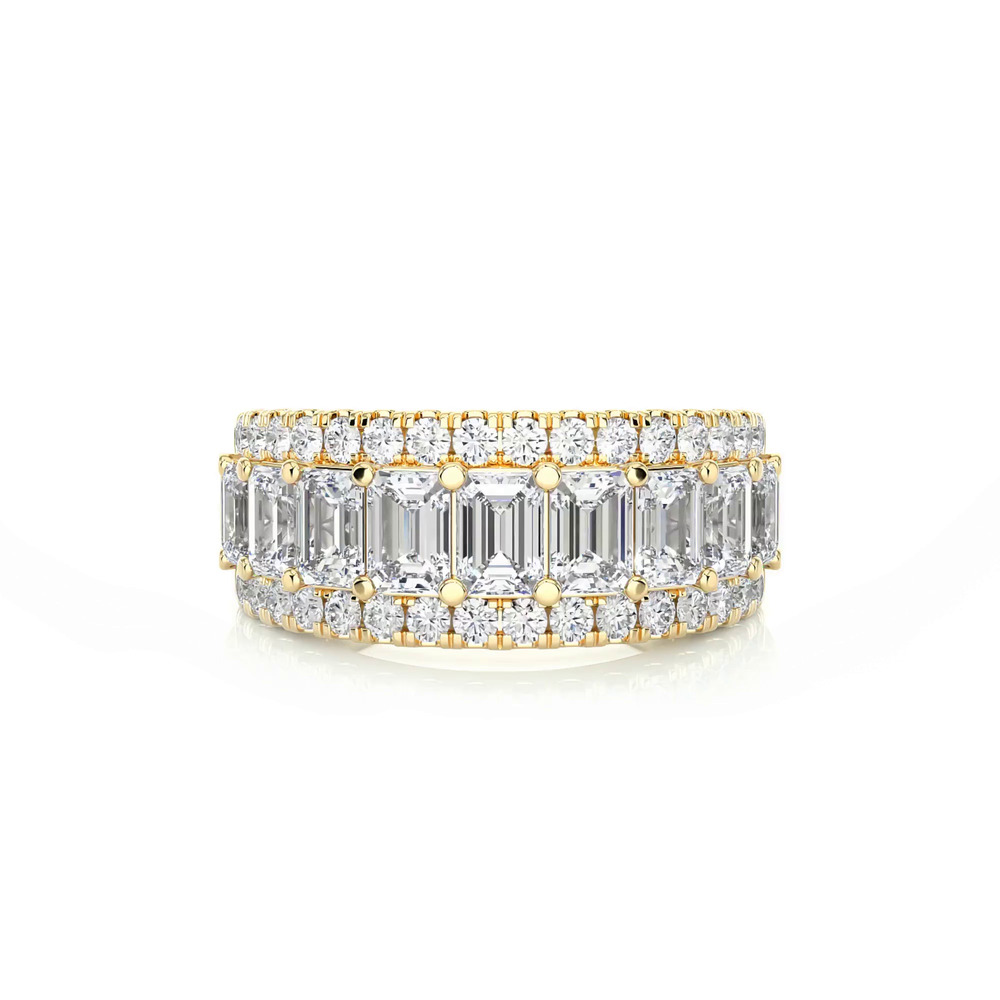 360 degree view of Vivant Emerald-Cut Trio Lab Diamond Band