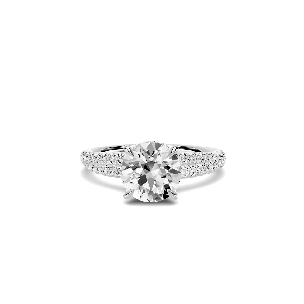 360 degree view of Avalon Double Pavé Crossover Hidden Halo Engagement Ring